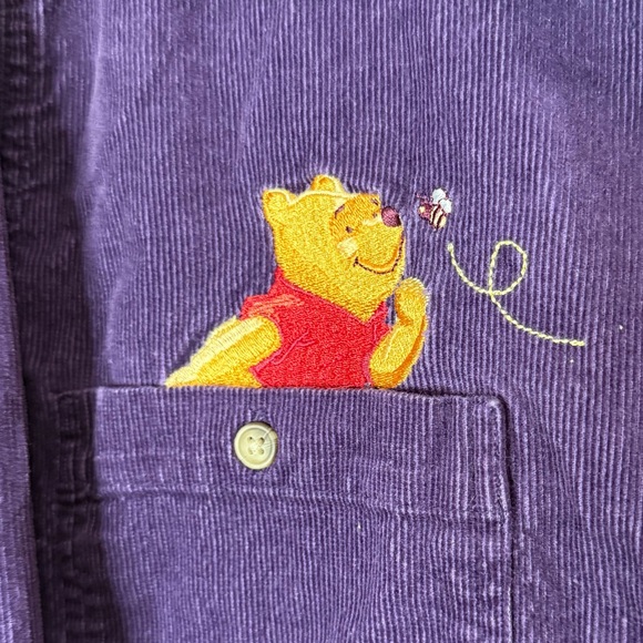Vintage Disney Pooh Tigger Purple Corduroy Button Up Shirt Women’s 18W/20W - Picture 4 of 7